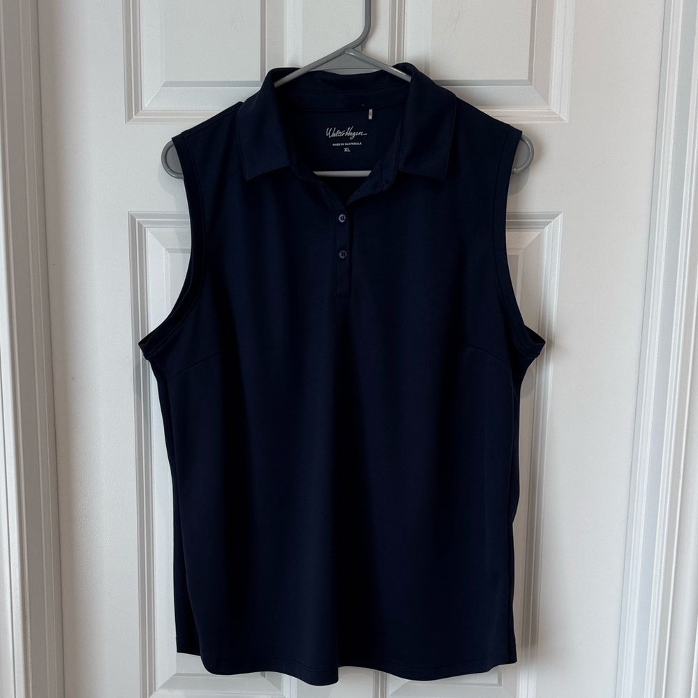 Walter‎ Hagen Women's Core Pique Sleeveless Golf Polo - XL - Navy Blue